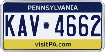 PA license plate KAV4662