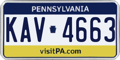 PA license plate KAV4663