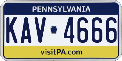 PA license plate KAV4666