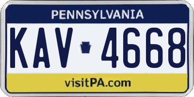 PA license plate KAV4668