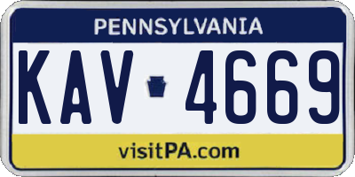 PA license plate KAV4669