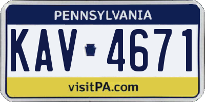PA license plate KAV4671