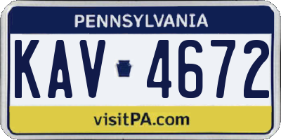 PA license plate KAV4672