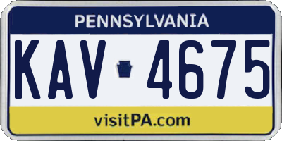 PA license plate KAV4675