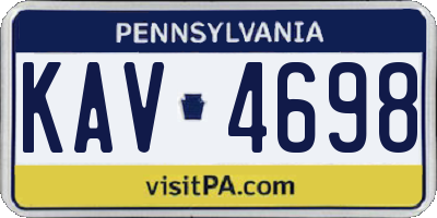 PA license plate KAV4698