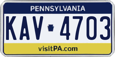 PA license plate KAV4703