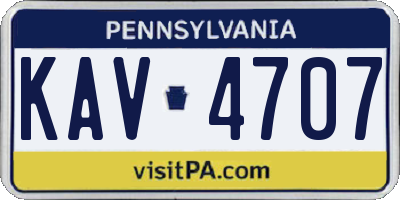 PA license plate KAV4707