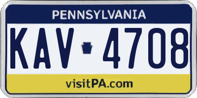 PA license plate KAV4708
