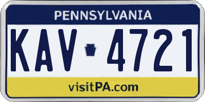 PA license plate KAV4721