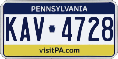 PA license plate KAV4728