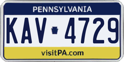 PA license plate KAV4729