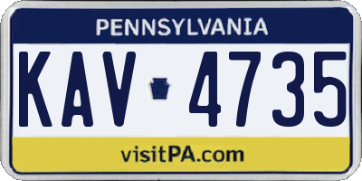 PA license plate KAV4735