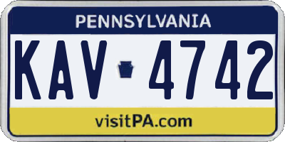 PA license plate KAV4742