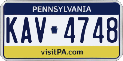 PA license plate KAV4748