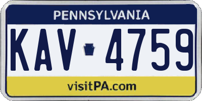 PA license plate KAV4759