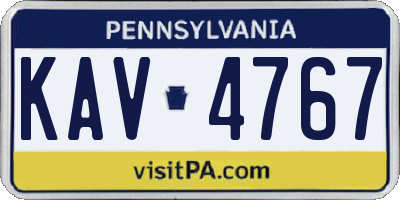 PA license plate KAV4767