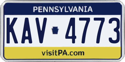 PA license plate KAV4773