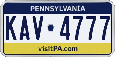 PA license plate KAV4777
