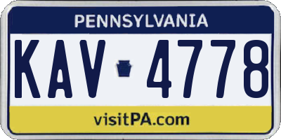 PA license plate KAV4778