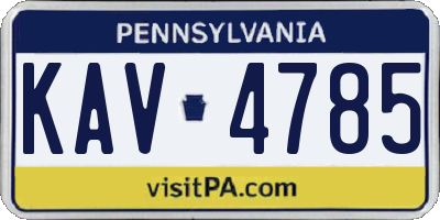 PA license plate KAV4785