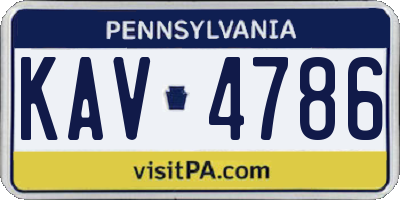 PA license plate KAV4786