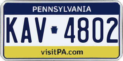 PA license plate KAV4802