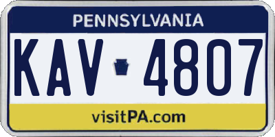 PA license plate KAV4807