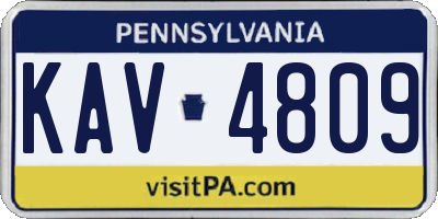PA license plate KAV4809