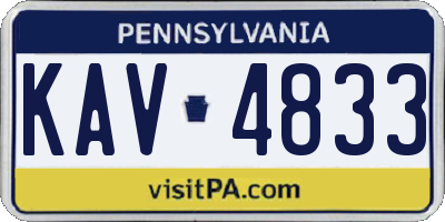 PA license plate KAV4833