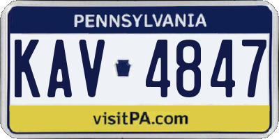 PA license plate KAV4847