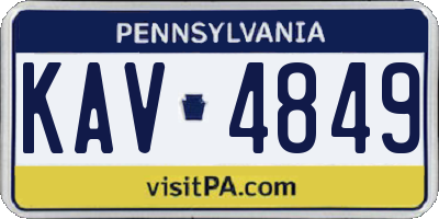 PA license plate KAV4849