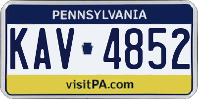 PA license plate KAV4852
