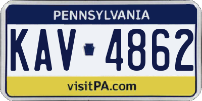 PA license plate KAV4862