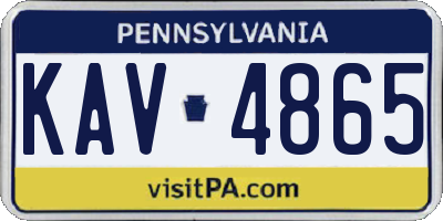 PA license plate KAV4865