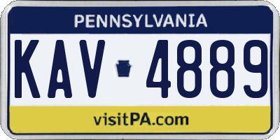 PA license plate KAV4889