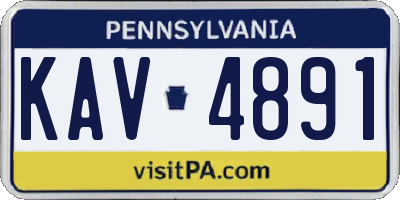 PA license plate KAV4891