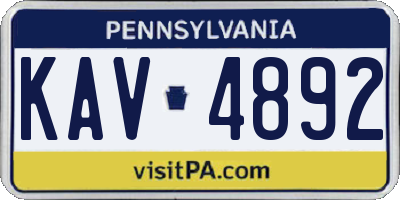 PA license plate KAV4892