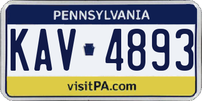 PA license plate KAV4893