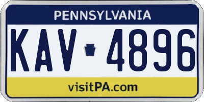 PA license plate KAV4896