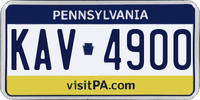 PA license plate KAV4900