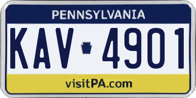 PA license plate KAV4901