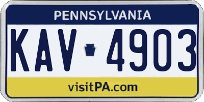 PA license plate KAV4903