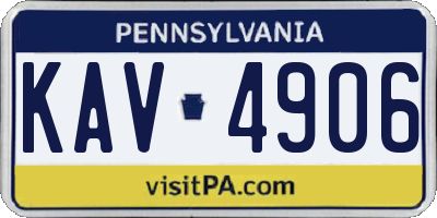 PA license plate KAV4906