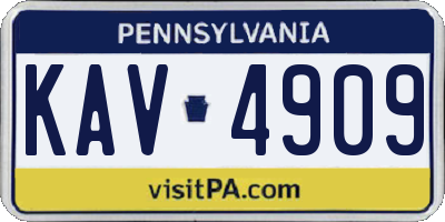 PA license plate KAV4909