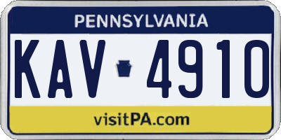 PA license plate KAV4910