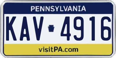 PA license plate KAV4916