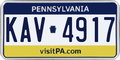 PA license plate KAV4917