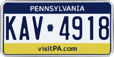 PA license plate KAV4918