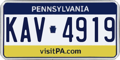 PA license plate KAV4919