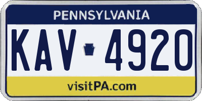 PA license plate KAV4920